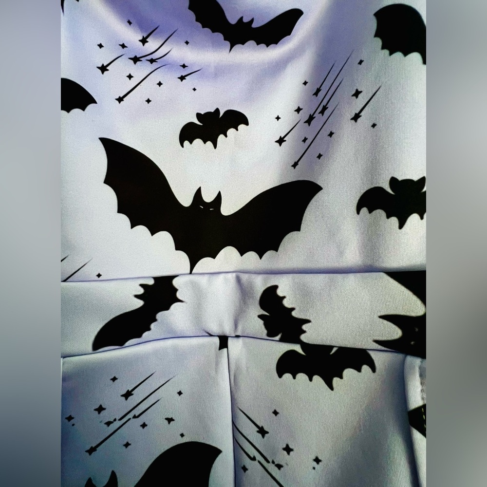 In Control Clothing Purple Bats Plus Size Overall Shorts | 3X - Picture 4 of 6